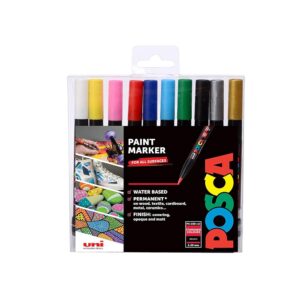 Posca 153544849 Lot de 10 Marqueur peinture avec encre à base d'eau et pointe 0.1-10 mm