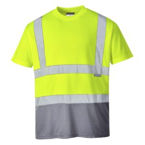 Portwest S378YGYXXL T-shirt bicolore régulier, taille XXL, jaune/gris
