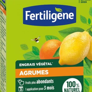 FERTILIGENE FEGAGR650 - Engrais Végétal Agrumes, Plantes Méditerranéennes 650 g - Des fruits plus abondants - Seulement 1 application en 3 mois - Jusqu'à 26 arbres - Produit 100% naturel avec zéolite