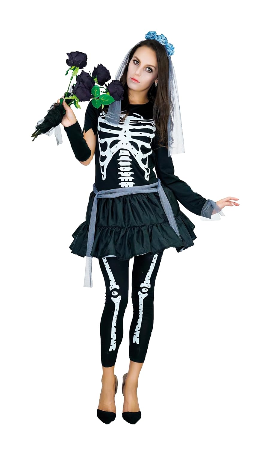 P'TIT CLOWN - Costume Squelette - Déguisement Adulte Parfait pour Halloween, Fêtes Costumées et Évènements à Thème - Noir (Robe squelette, S-M)