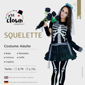 Alternative view of P'TIT CLOWN — Costume Squelette Adulte noir L-XL