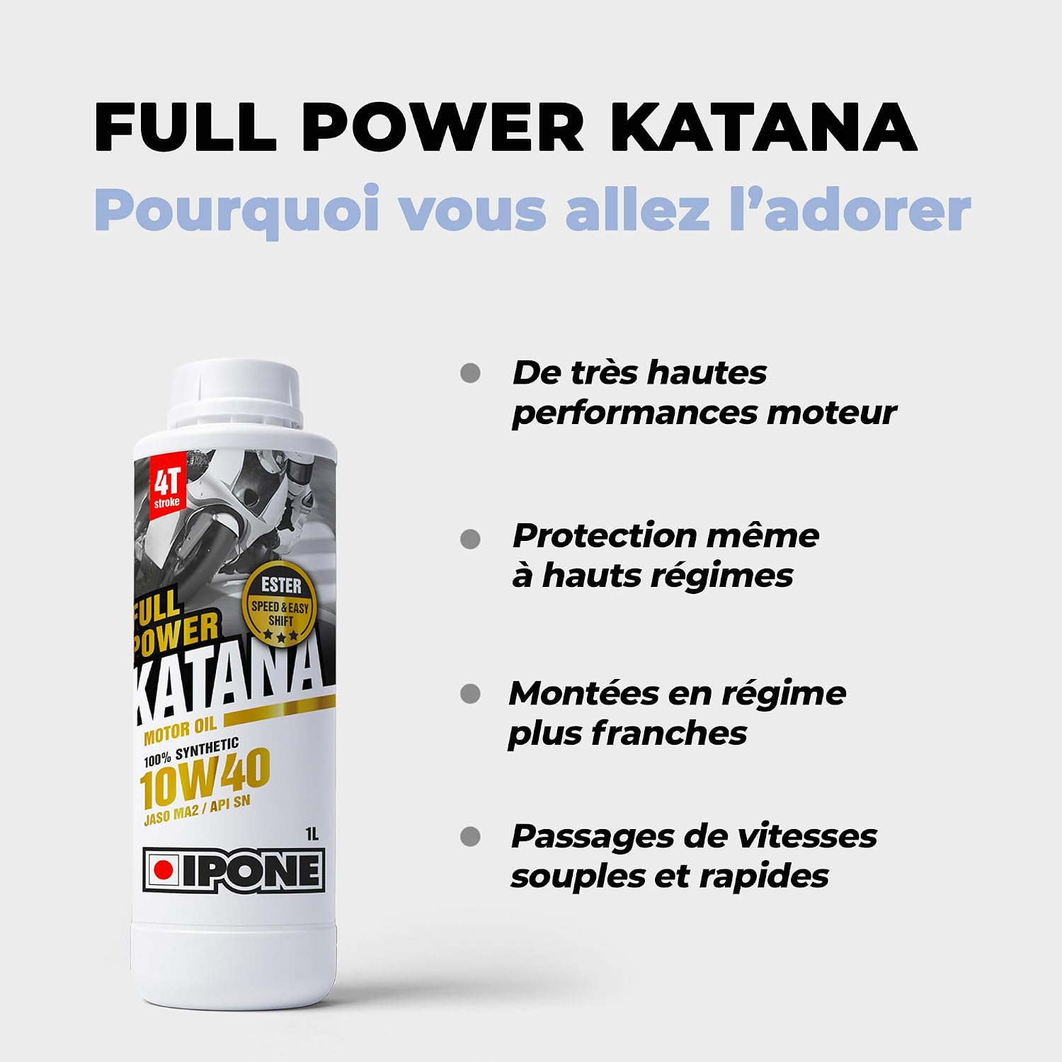 IPONE Full Power Katana — Huile Moteur Moto 4T 10W50 2L – Image 3