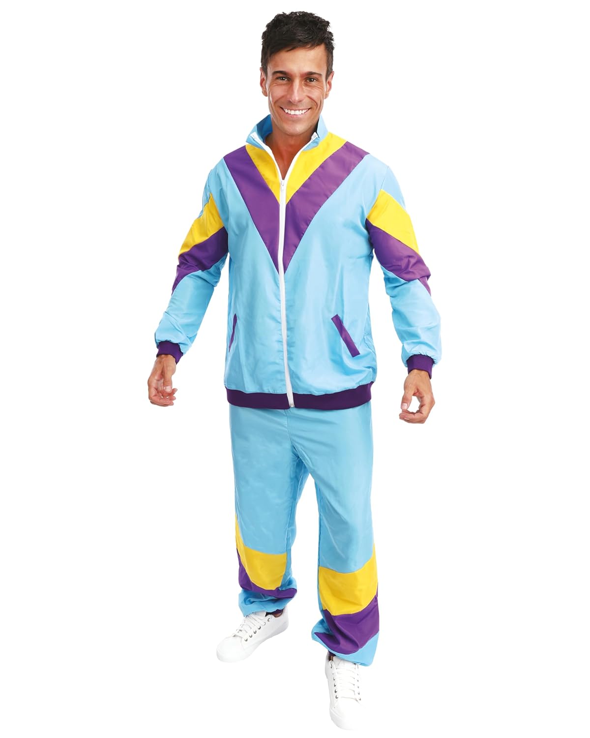 P'tit Clown - Costume Années 80 - Survêtement Homme - Style Rétro - Parfait pour Carnaval, Fêtes Costumées et Évènements à Thème - Polyester - Bleu (XXL)