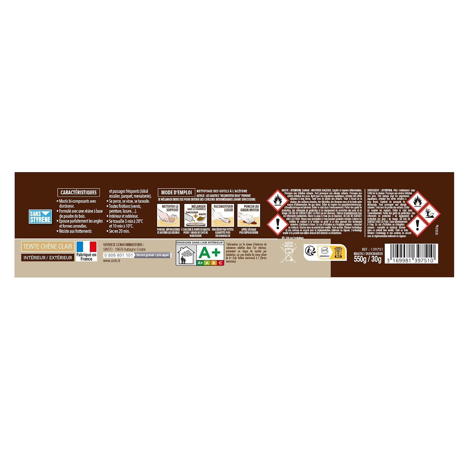 SINTOBOIS — Pâte à bois chêne clair 550g – Image 6