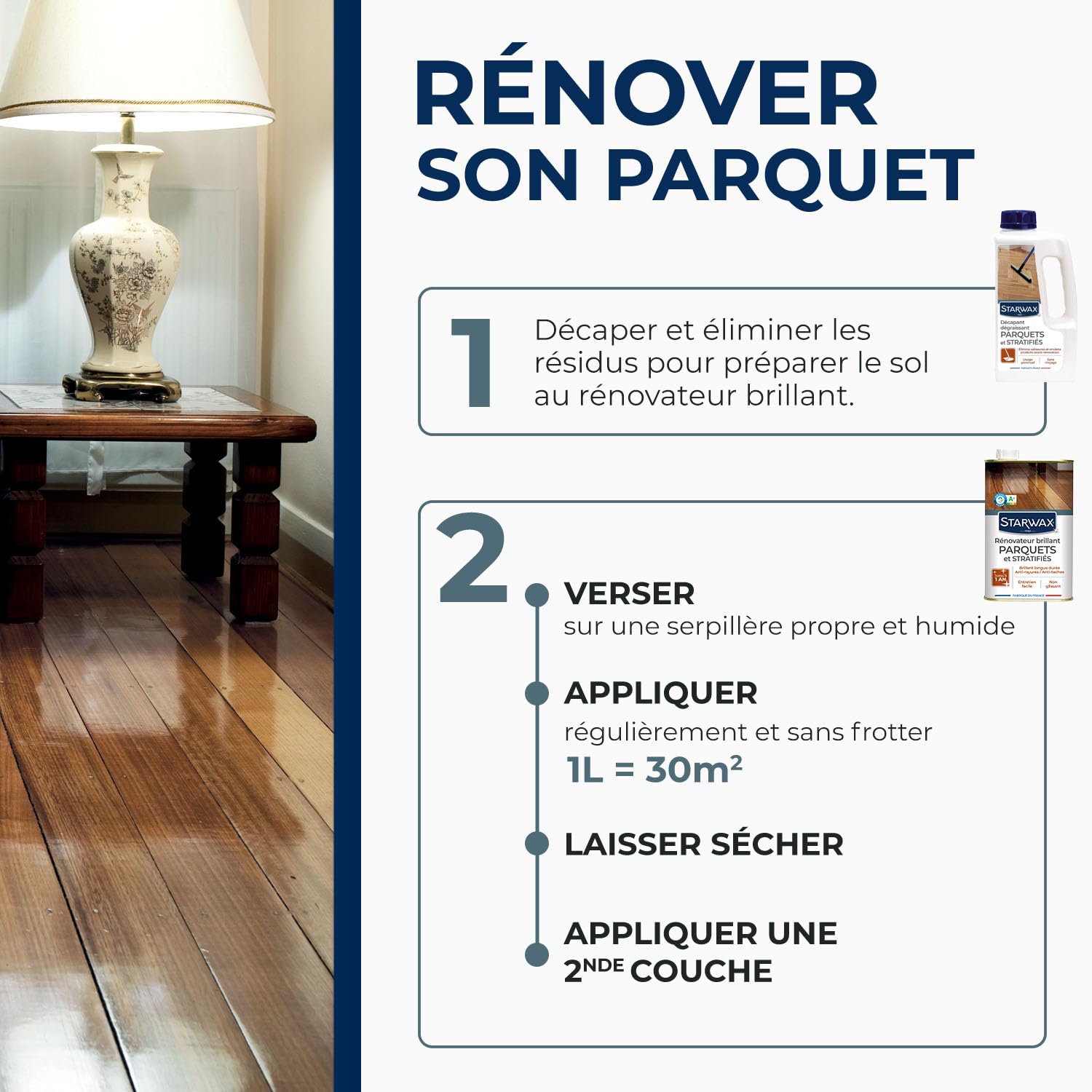 STARWAX — Rénovateur brillant parquets vitrifiés 1L – Image 3