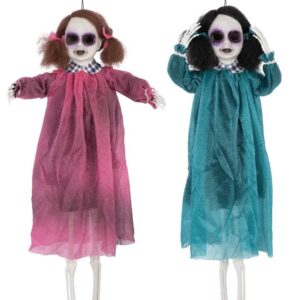 P'tit Clown - 24067 - Poupée Hantée Lumineuse à Suspendre - Décoration Halloween, Maison Hantée - Vendue à l’Unité - Couleur Aléatoire - 50cm - Piles Incluses.