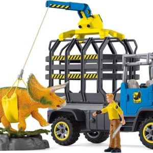 Schleich 42565 Dinosaurs – Mission de Transport Dino, Coffret de 43 pièces avec Figurine tricératops et Camion de Transport, Jouets Dinosaures pour Enfants dès 4 Ans