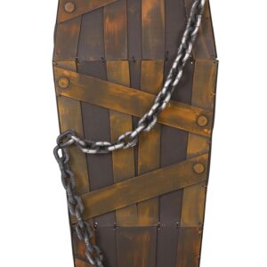 P'TIT Clown - 15720 - Cercueil Factice avec Chaînes - 160 cm - Parfait pour Décoration Halloween Effrayante - Idéal pour Maison Hantée, Ambiance Macabre et Sinistre