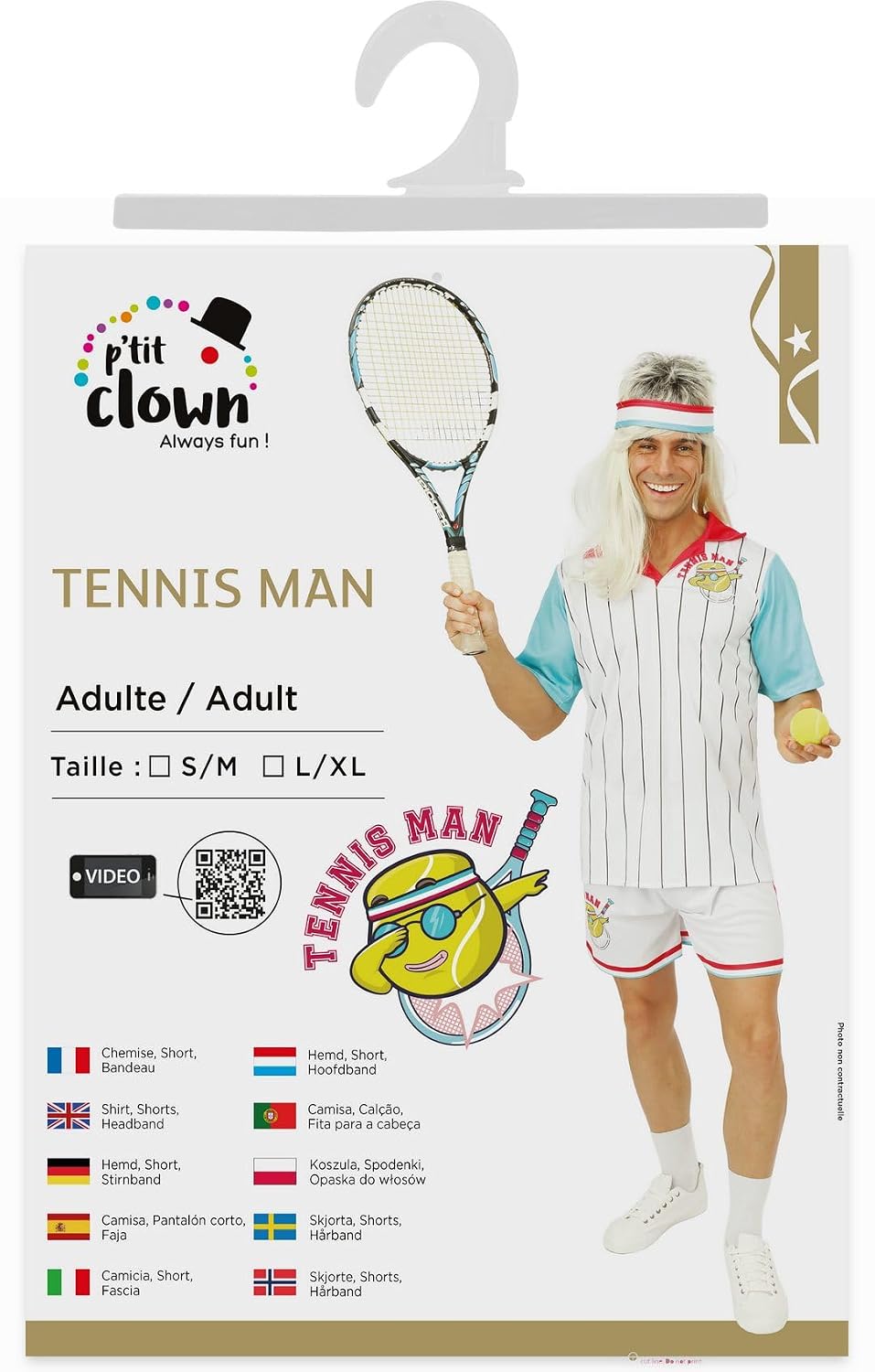 P'TIT CLOWN — Déguisement Joueur de Tennis Adulte S/M – Image 3