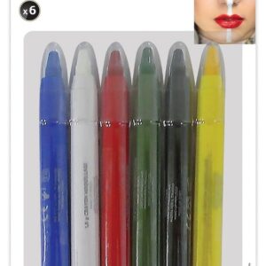 P'TIT CLOWN - 81134 - Crayons Maquillage Déguisement - Lot de 6 - Texture Crème - Make-up - Enfant - Adulte - Peinture Visage - Halloween, Carnaval, Anniversaire, Cosplay, Kermesse