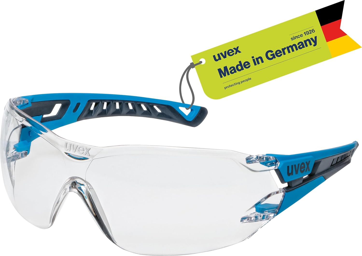 Uvex Lunettes de protection Pheos Nxt - Technologie supravision excellence - Sans métal, anti-buée et anti-rayures - Taille unique - Bleu/anthracite, transparent