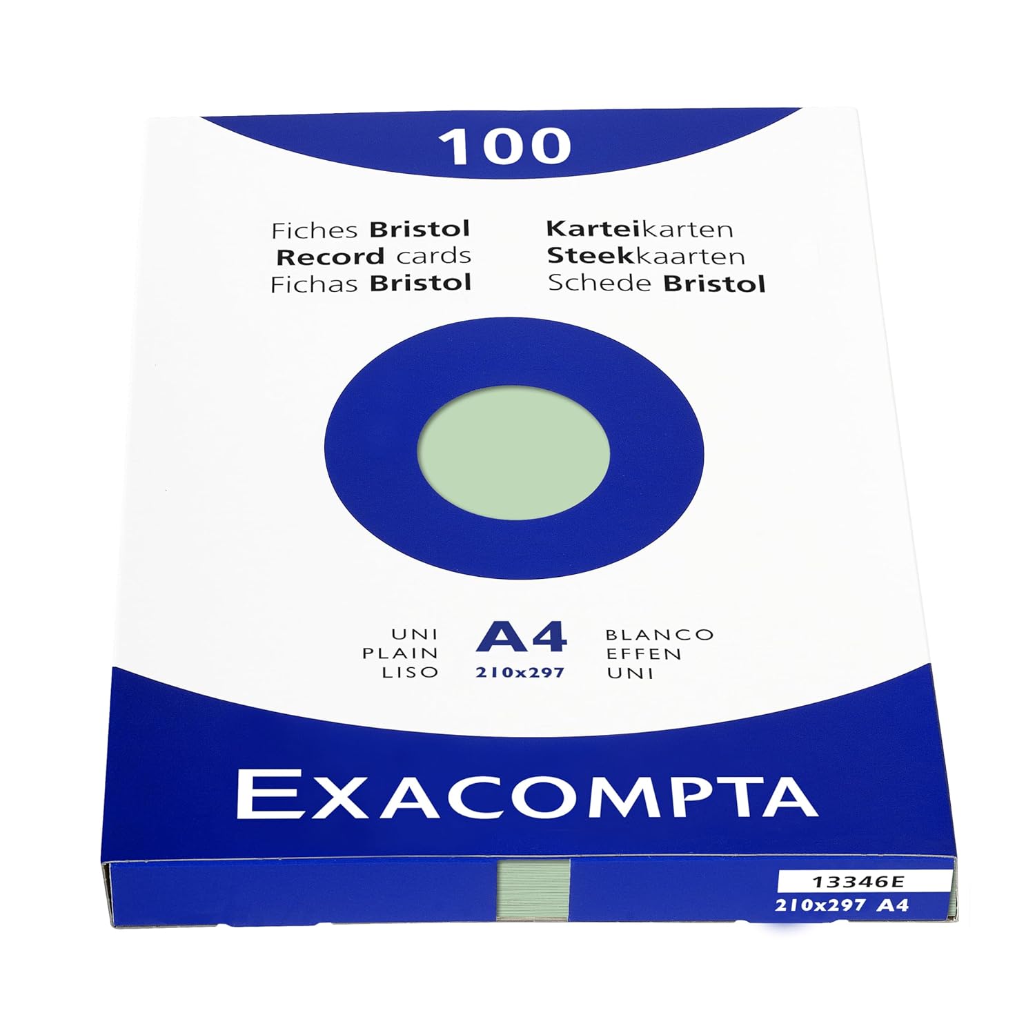 Exacompta - Réf. 13346E - Étui de 100 fiches bristol unies non perforées - format 210 x 297 mm - compatibles avec imprimante jet d'encre, laser et photocopieur - couleur vert