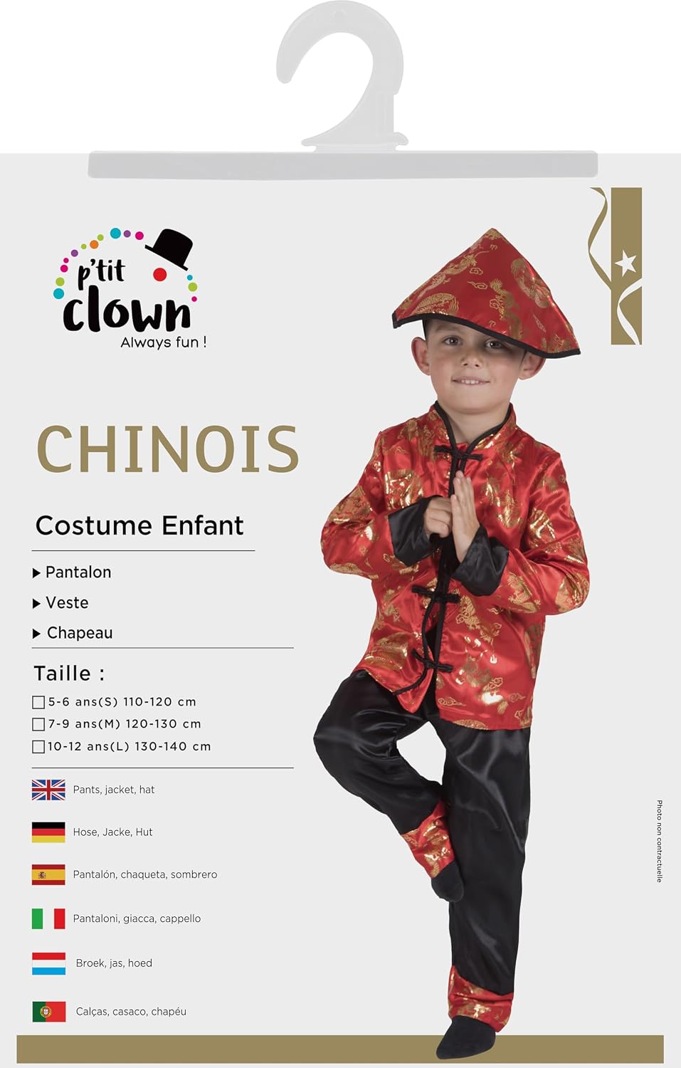 P'TIT CLOWN — Costume Nouvel An chinois enfant rouge 10-12 ans – Image 4
