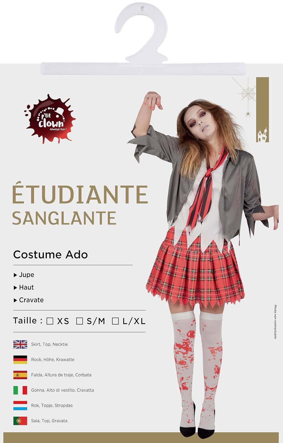 P'TIT CLOWN — Costume Étudiante Sanglante Femme L-XL – Image 4