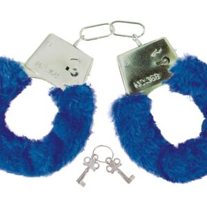 P'tit Clown - 91291 - Menottes avec Fourrure - Clés Fournies - Idéales pour EVJF, EVG, Saint Valentin - Parfaites pour Ajouter Une Touche de Fun et de Folie à Votre Évènement - Bleu