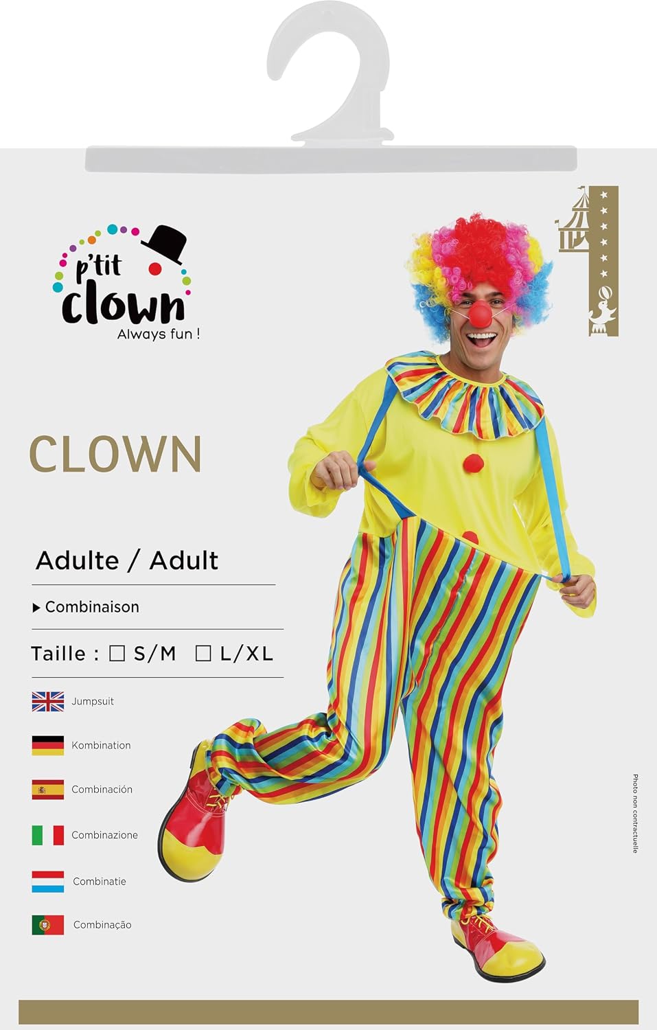 P'TIT CLOWN — Costume de clown adulte homme S-M – Image 4