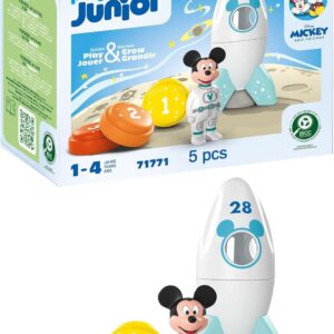 PLAYMOBIL JUNIOR & Disney | Aventure de Mickey Mouse dans l'espace et la fusée | Jouets durables dès 1 an | Cadeau pour les tout-petits | Développe l'imagination et les premiers apprentissages | 71771