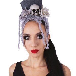 P'TIT CLOWN - 22985 - Petit Chapeau avec Pinces - Gris - Taille Unique - Parfait pour Compléter votre Déguisement pour Halloween, Fêtes Costumées et Évènements à Thème
