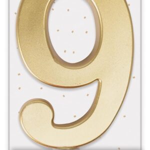 P'TIT CLOWN - Bougie Géante Anniversaire - Bougie Chiffre - Parfaite pour Décoration Gâteau - Fête Enfant, Adulte, Birthday Party - Hauteur : 13 cm - Or (9)