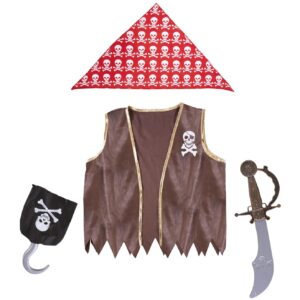 P'TIT CLOWN - Set de Déguisement Enfant - Unisexe - Parfait pour Costume Carnaval, Halloween, Cosplay, Fête Costumée - Taille Unique (Set pirate)
