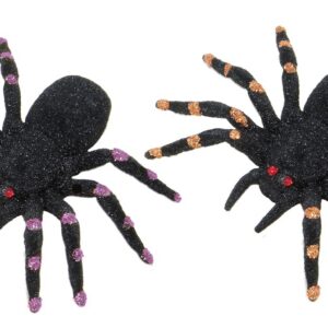 P'tit Clown - 10531 - Araignée 11 cm - Couleur aléatoire (Doré ou Violet) - Lot de 2 - Décoration Halloween Effrayante - Accessoire Table, Maison Hantée, Toiles d'Araignée et Ambiance Sinistre
