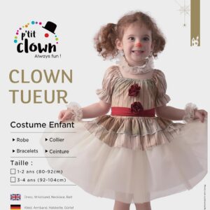 Alternative view of COSTUME — Déguisement clown tueur fille 3/4 ans
