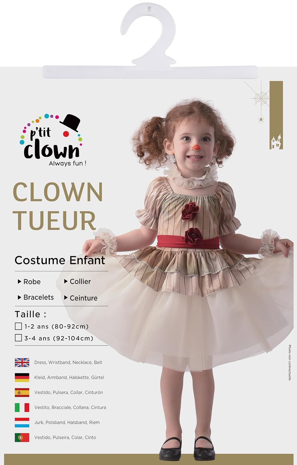 COSTUME — Déguisement clown tueur fille 3/4 ans – Image 2