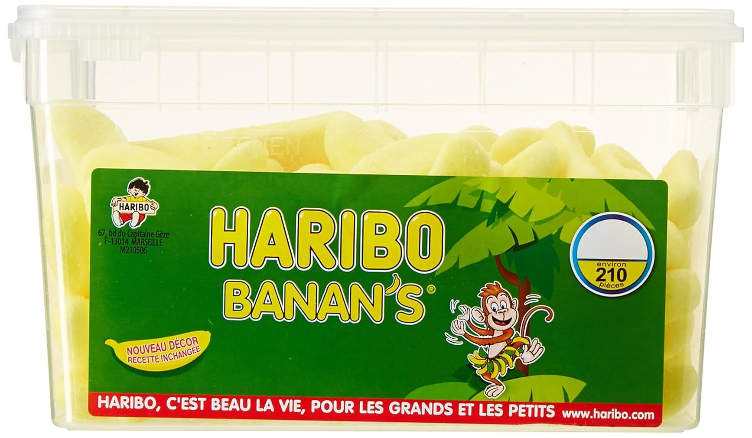 HARIBO - Banan's - Bonbons Sans Colorants Artificiels - Boîte de 210 Bonbons