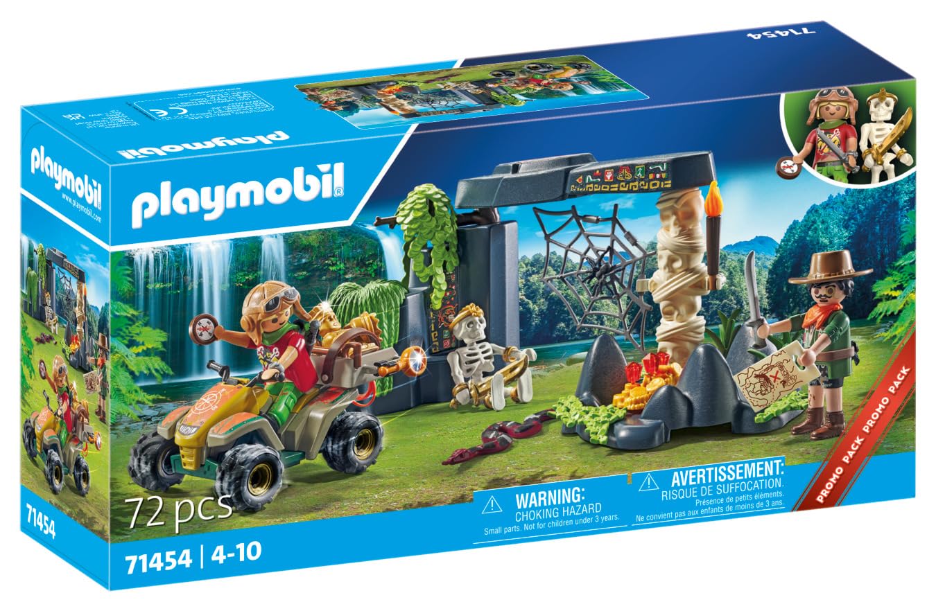 Playmobil 71454 - Explorateurs et ruine de la Jungle - Comprend 2 Personnages, Un Quad Tout Terrain, des ruines, Un Squelette et Un trésor Secret - Dès 4 Ans