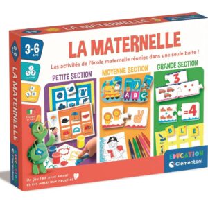 Clementoni | La Maternelle – Coffret de Jeux Éducatifs pour Enfants 3–6 Ans | Activités Petite Moyenne Grande Section | Lotos, Fiches, Peintures | Apprentissage Préscolaire | Écoresponsable