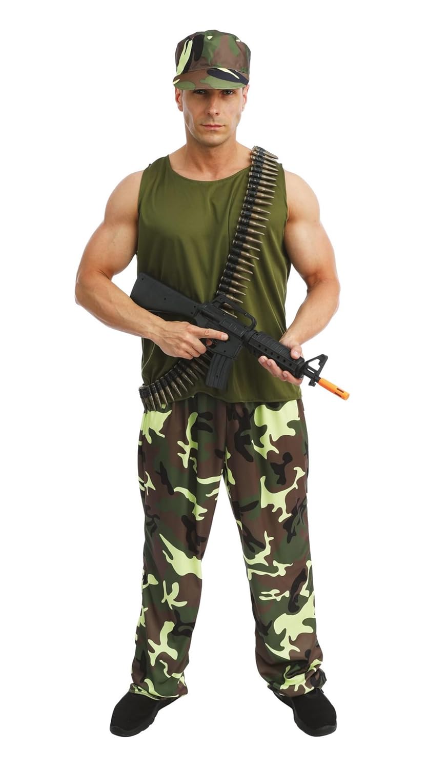 P'TIT CLOWN - Déguisement Adulte de Soldat Militaire Treillis - Parfait pour Carnaval, D-Day, Fêtes Costumées et Évènements à Thème (L-XL)