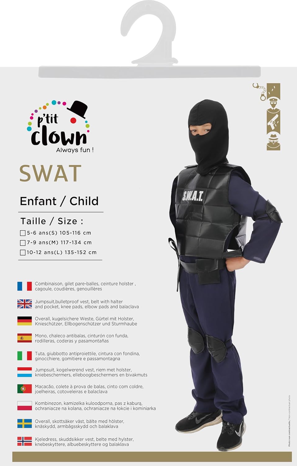 P'TIT CLOWN — Déguisement SWAT enfant 10/12 ans – Image 4