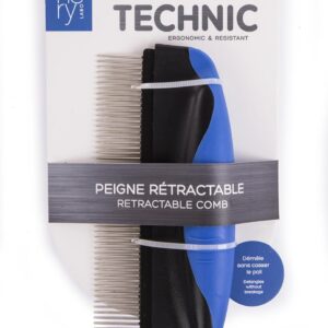 Peigne Maxi Rétractable pour Chien et Chat - Démêle Poils Longs et Fourrures Denses, Aère le Pelage, Manche Ergonomique Antidérapant, Toilettage Professionnel
