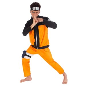 Chaks - Costume Naruto pour homme, tenue Naruto officielle, 5 pièces, haut, pantalon et accessoires, carnaval, Comic Con et cosplay
