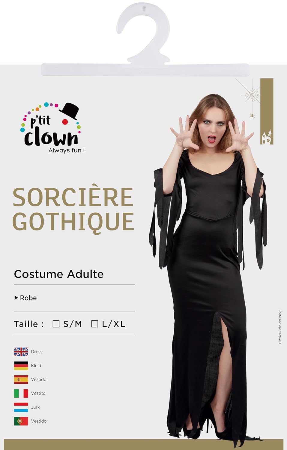 P'TIT CLOWN — Costume de Sorcière Gothique Noir L-XL – Image 4