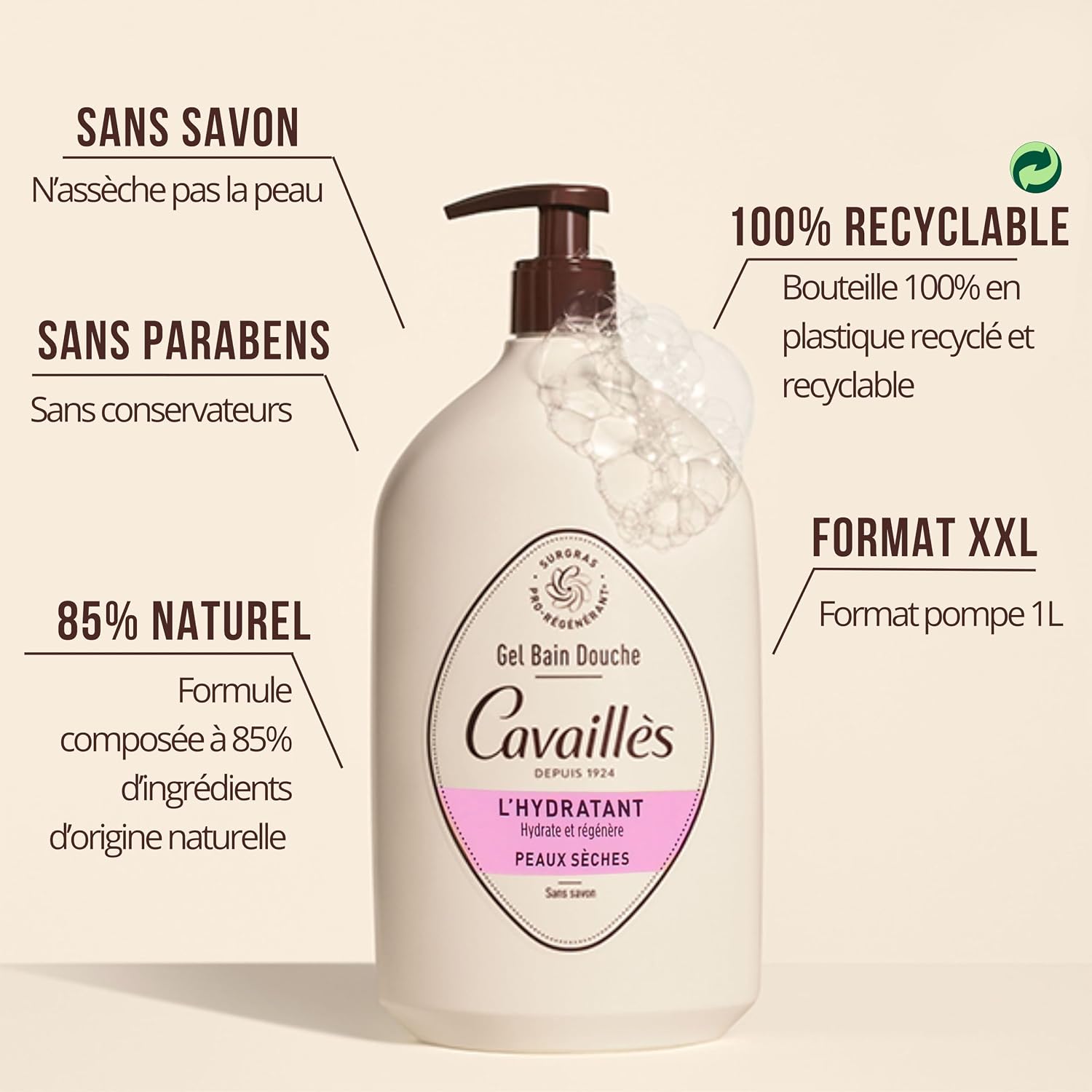 ROGÉ CAVAILLÈS — Lait bain douche hydratant 1 L – Image 4