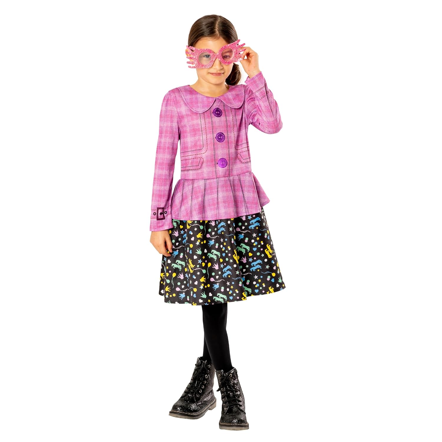 RUBIE'S Harry Potter Officiel - Déguisement Luxe Luna Lovegood Enfant Fille - Taille 11-13 ans - Costume Veste Rose, Jupe et Lunettes - Pour, Carnaval - Idée Cadeau de Noël