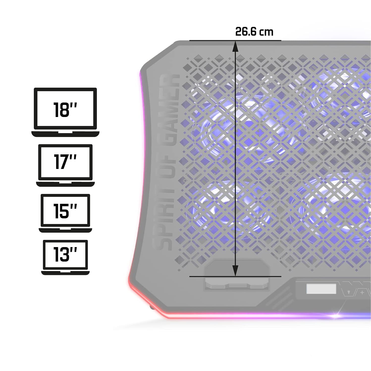 SPIRIT OF GAMER AIRBLADE 1200 — Support PC portable ventilé RGB – Image 3