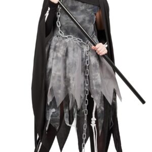 P'tit Clown - 44581 - Déguisement Faucheuse Halloween - Costume Femme - Tenue Terrifiante - Parfait pour Cosplay, Soirée à Thème, Carnaval