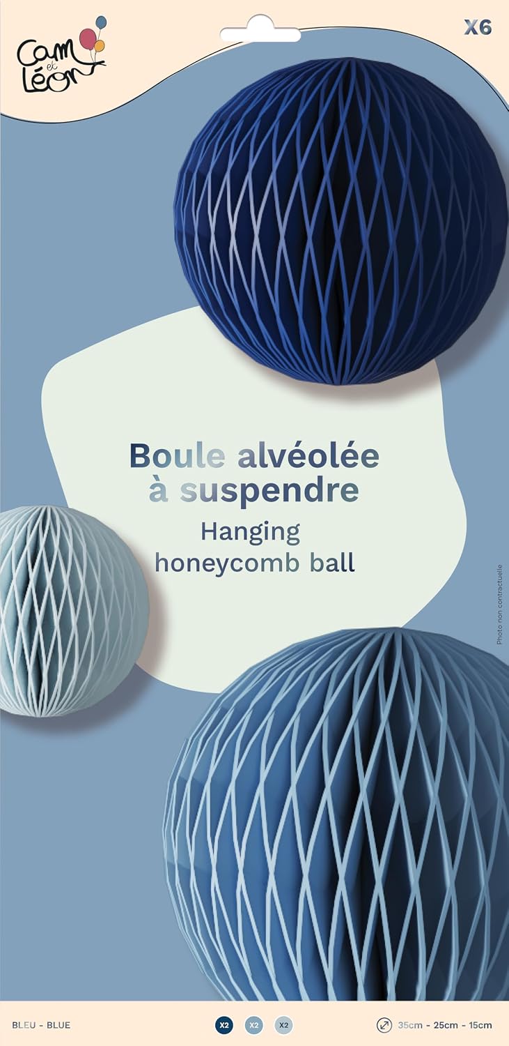 P'TIT CLOWN CAM ET Leon — Boules alvéolées bleues x6 35/25/15 cm – Image 2