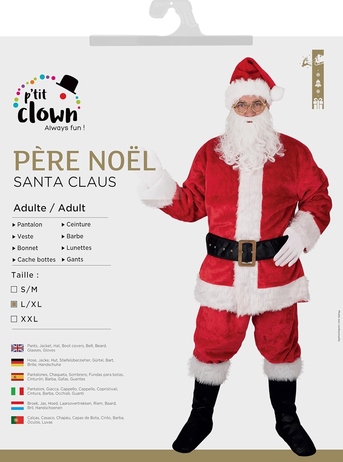 P'TIT CLOWN — Costume Père Noël Complet Rouge – Image 4