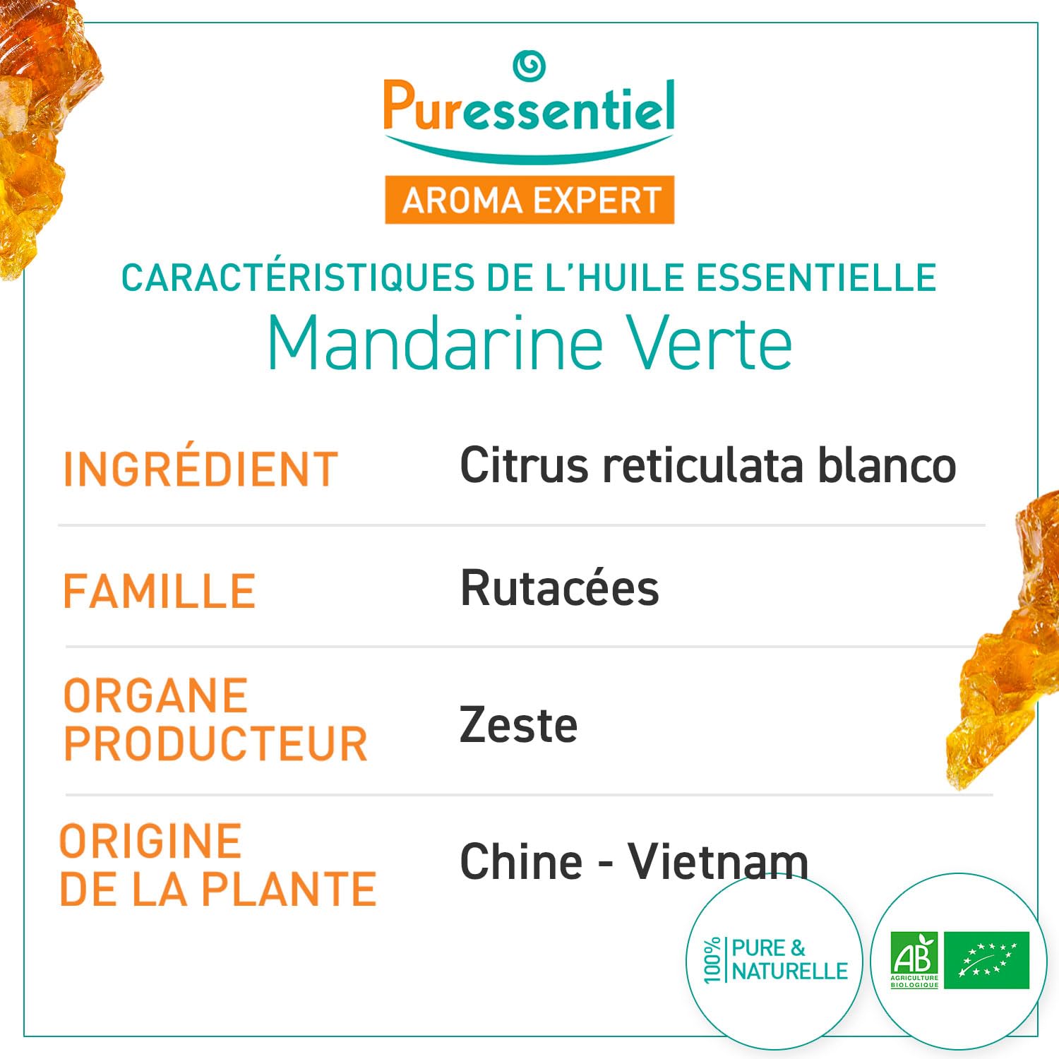 PURESSENTIEL — Huile essentielle de mandarine verte bio 10 ml – Image 2