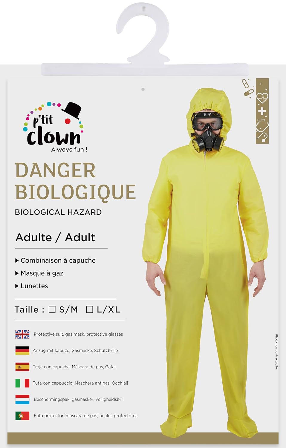 P’TIT CLOWN — Déguisement Chimiste Danger Biologique S-M – Image 5