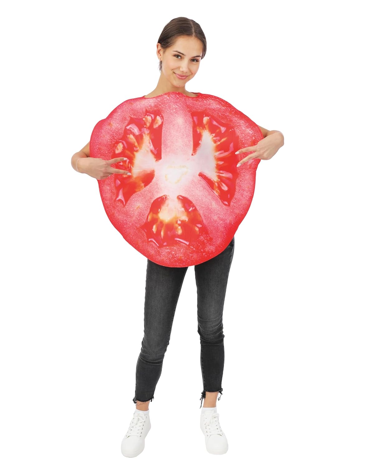 P'TIT CLOWN - 24495 - Costume Tomate Adulte - Unisexe - Déguisement Fruit - Pour Carnaval, Halloween, Cosplay, Fêtes Costumées et Évènements à Thème - Polyester - Taille Unique - Rouge