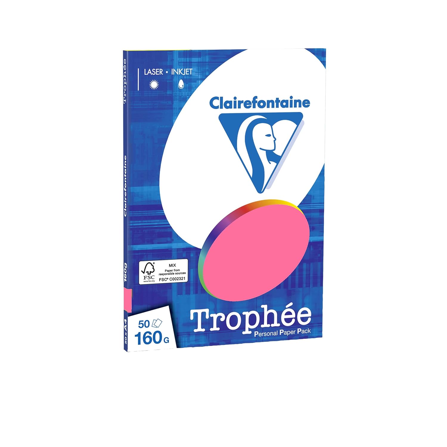 Clairefontaine 4171C Trophée – Mini ReSMA de papier, 50 feuilles, couleur : fuchsia
