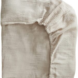 Mushie Drap-Housse pour Berceau | 60 X 20 X 120 Cm | Mousseline Extra Douce | Respirant 100% Coton Bio | Coins Élastiques | Prélavé | Fog-Medium