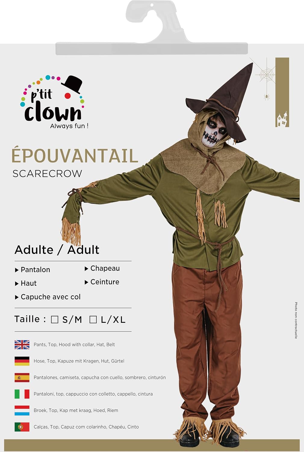 P'TIT CLOWN — Costume Épouvantail Halloween Adulte Unisexe – Image 2