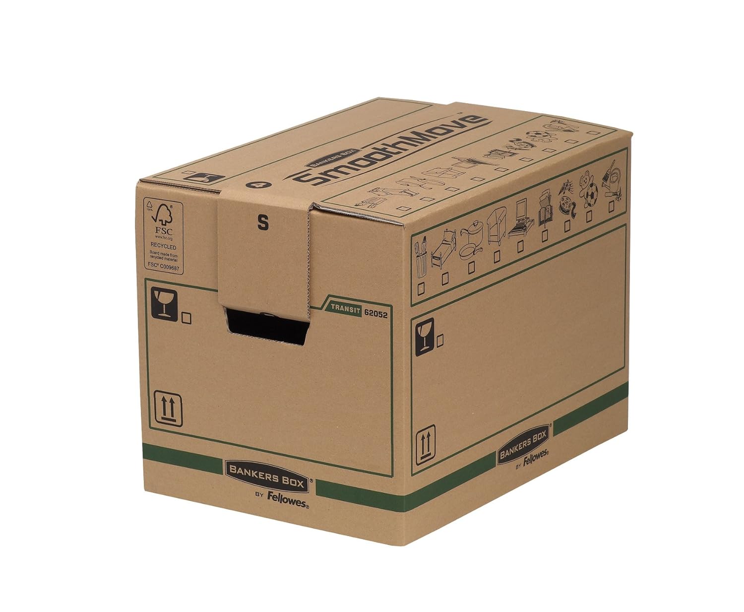 Fellowes 6205201 Caisses de déménagement à charge lourde montage automatique Bankers Box SmoothMove - Small - Lot de 5