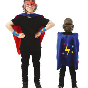 P'TIT CLOWN - Set de Déguisement Enfant - Cape Réversible - Parfait pour Anniversaire, Carnaval, Fêtes Costumées et Évènements à Thème (Super héros)