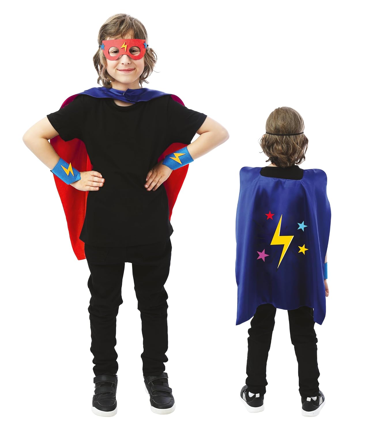P'TIT CLOWN - Set de Déguisement Enfant - Cape Réversible - Parfait pour Anniversaire, Carnaval, Fêtes Costumées et Évènements à Thème (Super héros)